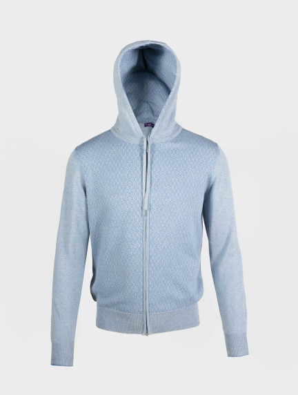 Patrick Hellmann CollectionLight Blue Hoodie Sweater Zip-Up 100% Cottonimage613